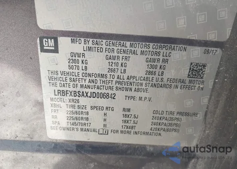 2018 Buick Envision Preferred z USA, uszkodzony, nr VIN LRBFXBSAXJD006842